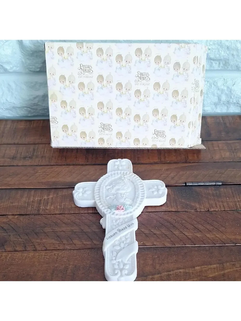Nwt 1995 Precious Moments Christening Baby Babtism Wall Cross Girls